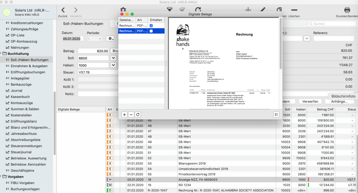 Sammelplatz digitale Belege