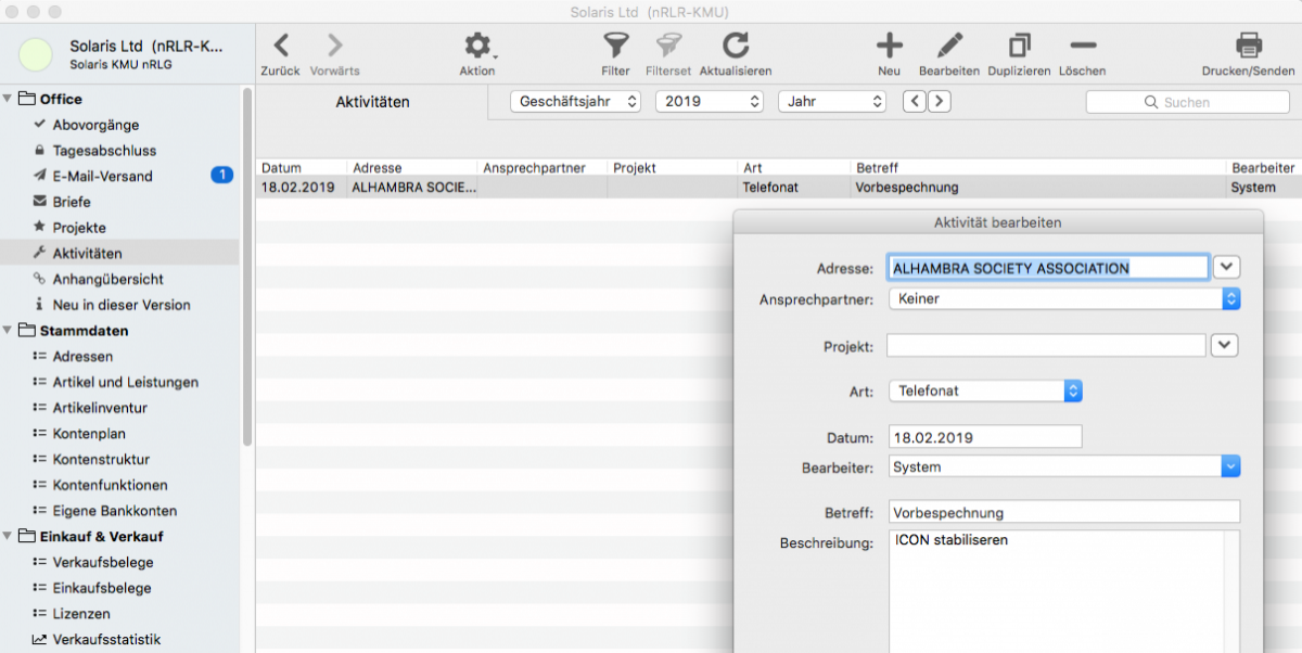 Aktivität und Aktivität bearbeiten