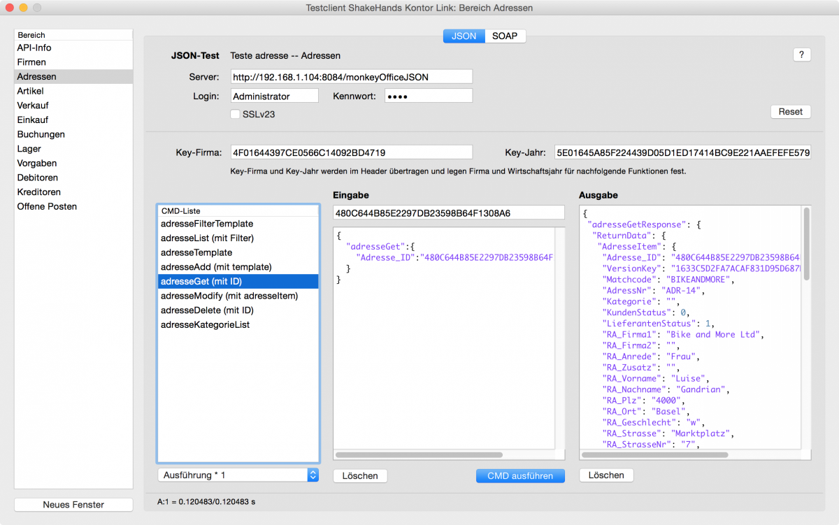 ShakeHands Kontor Link - Testclient-Adressen