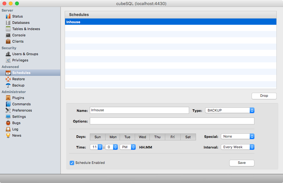 cubeSQL Scheduler einrichten